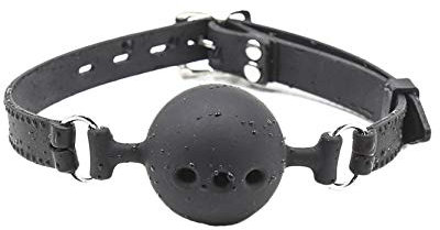 Fetish Silikon Knebel Sex Spiele Mundknebel Silikon Ball Gag mit Luftlöchern Verstellbarer Ballknebel Large Ø 5cm / Schwarz Knebel