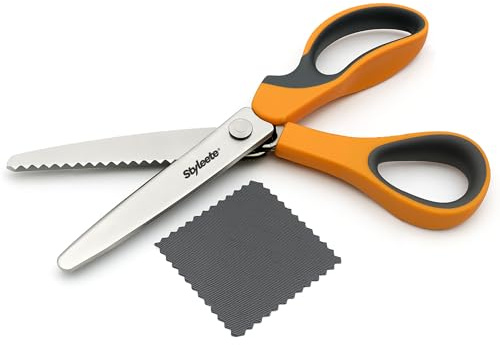 STYLEETE Ciseaux Cranteurs Couture [Qualité Professionnelle] - Lames (11,5 cm) en Acier Inoxydable - Ciseaux à Denteler pour Loisirs Creatifs - Ciseaux Cranteurs [Gaucher et Droitier]