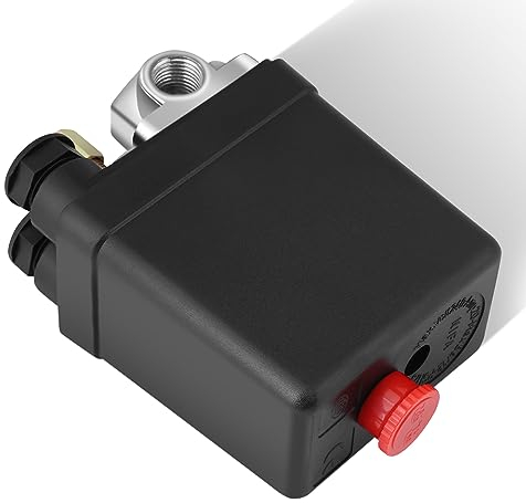 Air Compresseur Pression Interrupteur Contrôle Valve, Pressostat de Compresseur D'air, Compresseur d'air Pressostat Vanne de Contrôle 90-120 PSI 4 Ports pour Accessoire de compresseur d'air
