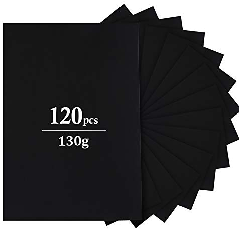 Tonpapier Schwarz A4,Schwarzes Bastelpapier 120 Blatt 130g/m²,Tonkarton Bastelkartonpapier zum Basteln und Gestalten
