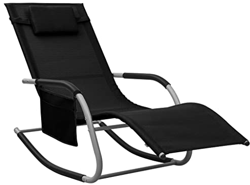 vidaXL Sonnenliege Gartenliege Relaxliege Schaukelliege Liege Gartenmöbel Liegestuhl Freizeitliege Strandliege Saunaliege Textilene Schwarz Grau