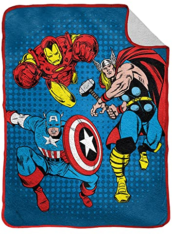 Jay Franco Marvel Comics Avengers Whoom 130 x 150cm Fluffy Sherpa Fleece Throw Blanket