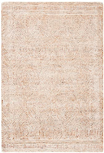 Safavieh Alfombra contemporánea para salón, Comedor, Dormitorio, colección Abstracta, Pelo Corto, Color Marfil y óxido, 76 x 122 cm