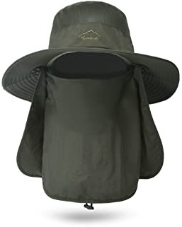 Andiker Outdoor Sun Hat for Men, Fishing Cap Summer UV Protection Wide Brim Hat with Detachable Face Neck Flap