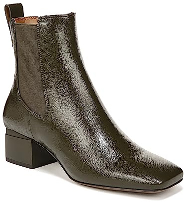 Franco Sarto Womens Waxton Square Toe Ankle Bootie Olive Green Water Patent 7 M
