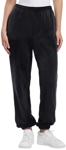 LazyPants Womens Heavyweight High Rise Velour Joggers (Black, Small)
