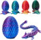 3D Printed Dragon in Egg,Full Articulated Crystal Dragon with Egg,Flexible Joints Home Decor Executive Desk Toys,Home Office Decor Executive Desk Toys for Autism/ADHD (Blue Purple)