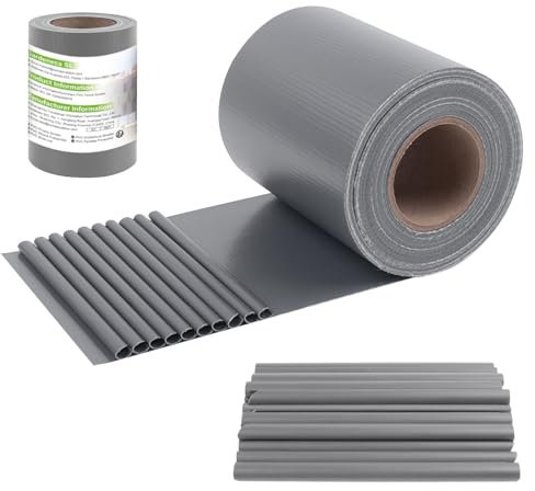 Sunnylaxx 35m x 19cm PVC privacidad Valla Tiras de Malla de Protectora Pantalla para Exterior Jardin, Terraza, 20 Clips de fijación, Gris