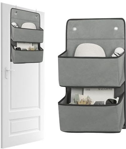 Minnhua Etagere Rangement Chambre, Rangement Suspendu avec 2 Compartiments, Etagere Suspendue avec 2 Crochets, Panier Suspendu Rangement pour Chambre, Salle de Bain, Cuisine, Van (Gris)