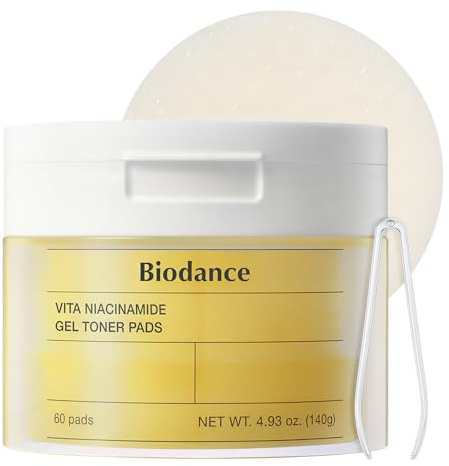 BIODANCE Vita Niacinamide Gel Toner-Pads 60 Counts | Non-Irritating Hydrogel Pads | Correcting Dark Spots & Evening Skin Tone | Korean Toner Pads for Sensitive Skin | Korean Skincare
