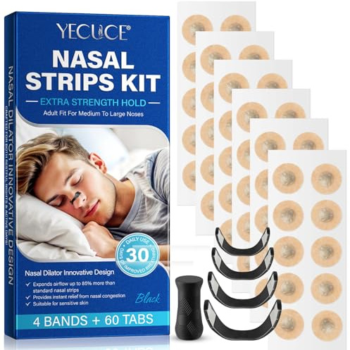 60PCS Magnetic Nasal Strips, Magnetic Nose Strips, Nose Magnet for Breathing, Anti Snoring Devices for Adults - Reduce Snoring & Improve Sleep Quality, Skin-Friendly and Lightweight (Black)