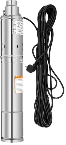 Pompa Immersa 1600 l/h, Pompa Acqua per Pozzo Profondo in Acciaio Inossidabile, Altezza massima di scarico 80 m, Pompa sommergibile Automatico Uso Domestico Agricolo Industriale 20m Cavo