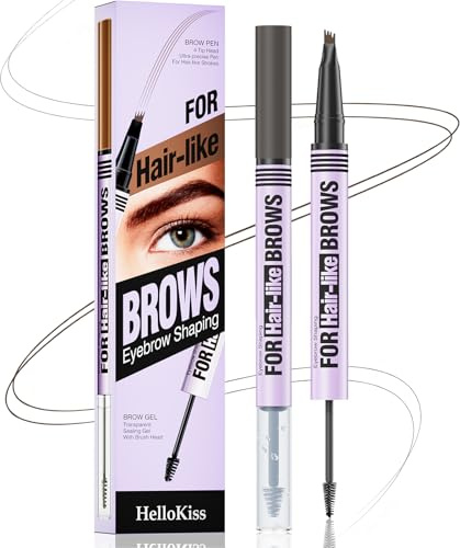 Stylo de Cejas con Punta Ultra Preciso - 4 Microdientes para Efecto Microblading 3D Natural - Fijación Impermeable 24 Horas (#3 Marrón oscuro)