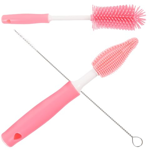 DECORNIJIA Set de Brosses de Nettoyage pour Biberons et Bouteilles Silicone Flexible Kit Complet pour Tétines Pailles et Gourdes pour Coins Difficiles Réutilisable et Léger