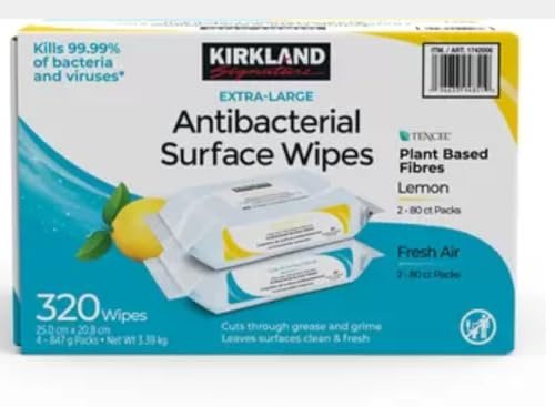 Kirkland 3 Jumbo Household Surface Cleans and Disinfects Wipes - Wipes Out 99.9% Germs / Bacteria