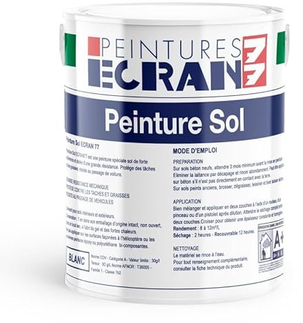 Peinture professionnelle, satin, intérieurs et extérieurs, protection et décoration des sols, blanc, HYDRO SOL 1 litre