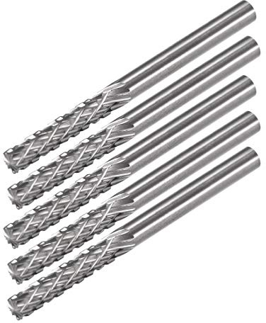 uxcell Tungsten Carbide Rotary Files 1/8 Shank, Double Cut Top Toothed Cylinder Shape Rotary Burrs Tool 3mm Dia, for Die Grinder Wood Soft Metal Polishing Model Engineering, 5pcs