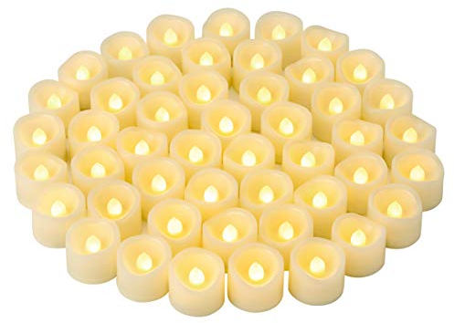 48 pz LED senza fiamma tremolante candela votiva a batteria tremolante tremolante LED candeline sfarfallio sfarfalsi candele per Halloween, Natale, decorazioni per feste di nozze, ecc. (bianco caldo)