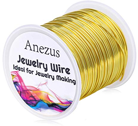 Schmuckdraht für Schmuckherstellung, Anezus Basteldraht, anlaufgeschützt, Kupfer, Perlendraht für Schmuckherstellung und Handwerk (1mm, Gold)