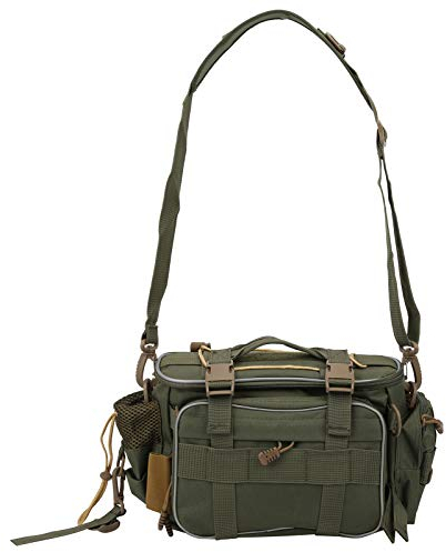 Jadeshay Angeltasche, Wasserabweisende Angelkoffer Polyester Composite Angeltasche Karpfentasche mit Gepolstertem Schultergurt und Tragegriffe 40 x 17 x 20cm(Armeegrün)