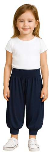 STAR FASHION Barn harem lös ledig säckig sport dansbyxor flickor harem barnbyxor med ben manschetter elastisk midja UK 5 år till 13 år, Marinblått Xsp, 5-6 Years