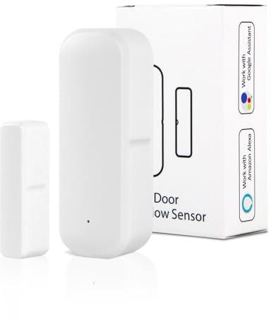 eMylo Sensor magnético de Puerta Inteligente, Alarma WiFi de detección de intrusión en Puertas y Ventanas, Compatible con Alexa .Google Assistant,App de notificación en Tiempo Real.