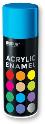 Biodur Universelle Acryl-Emaille Sprühlack 400 ml, Glänz RAL 5015 Himmelblau, Glänzend, Akrylemaille UV-beständig, Universell Einsetzbar für Innen- und Außenbereich, Schnelltrocknend Sprühdose