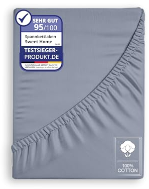 Sweet home WORLD Spannbettlaken Jersey 90x200cm -%100 Baumwolle, Bettlaken Jersey, Boxspringbetten und alle Betten bis 25 cm. Grau