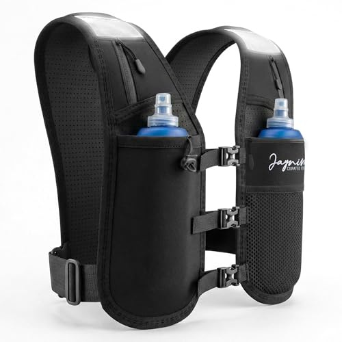 Running Hydration Vest for Men & Women–Lightweight Breathable Running Vest with Water Bottles 500ml, Adjustable Fit for Marathon,Trail Running & Cycling,Phone Pouch, Pockets for Accessories