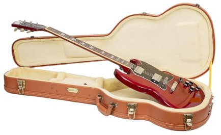 Crossrock Relief Series-Holzkoffer für SG-E-Gitarren, mit stark strukturierter Oberfläche, Kunstfell in Nerzoptik, Edelstahlverschlüssen – Redwood (CRW630SGRO)