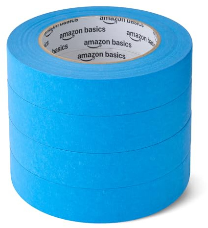 Amazon Basics Nastro adesivo per pittura, 2.3 cm x 55 m, confezione da 4 rotoli, Blu