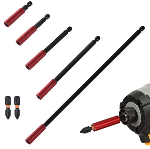 SANTUO Magnetic Bit Holder - 5 Pcs 1/4 Drill Extension Bit Holder for Impact Driver 50/60/100/150/300mm Magnetic Drill Bit Holder