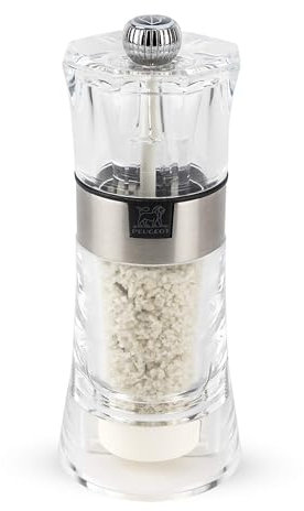Peugeot - Oslo 14 cm Salt Mill - Classic Grind System - Zirlion Mechanism for Celtic Salt in Zirconia - Powdered Salt Innovation - Acrylic and Stainless Steel - Made in France
