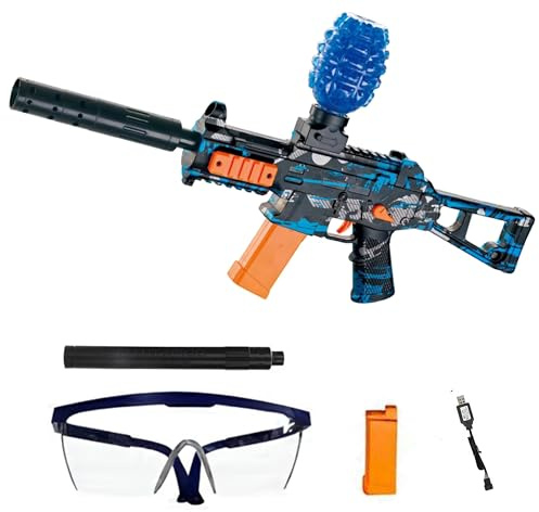 FunBlasters – Gel Blaster Gun UMP45 – Pistola de bola eléctrica automática – 20000 bolas y gafas – Watersoft Potente fusil arma ametralladora – Adulto Gelfire Water Gun