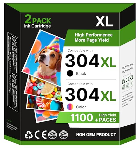 Glliter 304 304 XL druckerpatronen für HP 304 druckerpatronen für HP 304xl schwarz Kompatibel für HP deskjet 2630 3750 3760 3720 3700 3762 2600 2620 2622 Envy 5030 5010 5032 5020(1 Schwarz 1 Farbe)