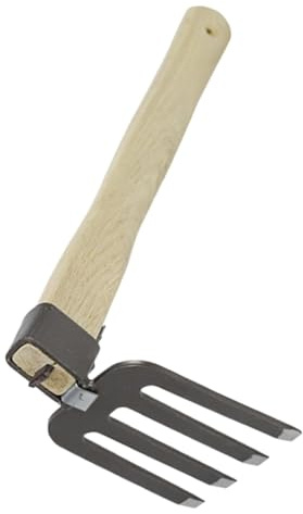 TOYZFRIENDY Rastrillo de Jardín de Acero con Mango de Madera Herramienta Multifunción para Deshierbar y Plantar Compacto para Uso Doméstico y Excursiones Resistente y Práctico para Jardinería