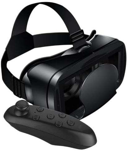 ReachMall VR-headset för 5-7 tums smartphones, justerbara 3D-glasögon för virtuell verklighet med kontroll, ögonskyddslinser, ABS lätt design för spel och filmer