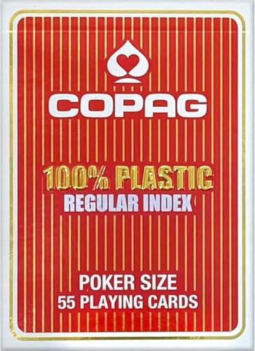 COPAG - Carte Poker I Carte da Gioco 100% Plastica (PVC) I Mazzo di Carte I Gioco di società - Rosso (Regular Face)