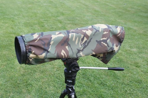 Rainsleeve cover for camera lenses, Woodland DPM Camouflage Camera Cover, waterproof Lens Cover, Standard size, Approx LENGTH SIZE is 42 CM.