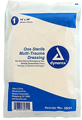 Medique 66901 Medi-First Multi-Trauma Dressing, 10-Inch X 30-Inch 1-Dressing, White