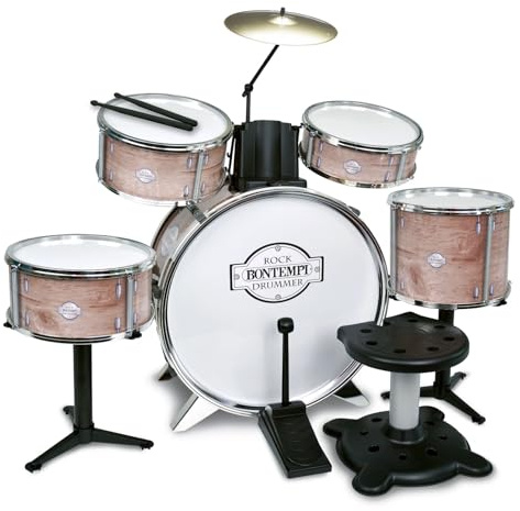 BONTEMPI - Beatfusion Pro Premium Trumset med Kraftig Bastrumma och Komplett Slagverksset för Barn Barninstrument Musik för Barn 700x400x800 mm