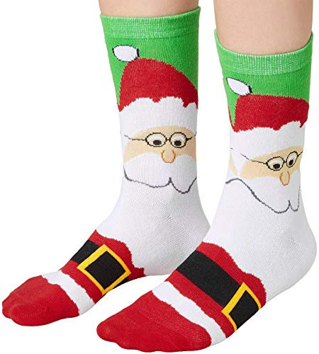 dressforfun 900856 Unisex Weihnachts Socken mit Weihnachtsmann Motiv, atmungsaktiv, grün rot weiß - diverse Größen - (43-46 | Nr. 303504)