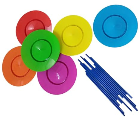 KTUXZCI Accesorios de Rendimiento Juego de Platos de malabarismo Platos giratorios Actividad de Equilibrio para niños Adultos Diversión interactiva al Aire