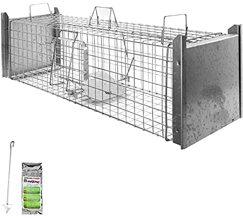 Piège à Animaux Humaine Animal Vivant Piège Cage 120 x 34 x 34 cm Renard Chat Castor Raton Laveur Petigi