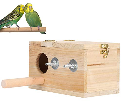 Vogelzucht Box Papagei Zucht Nistkasten Holz Nistkasten Haus Bruthaus mit Barsch Spielzeug für Vogel Papagei