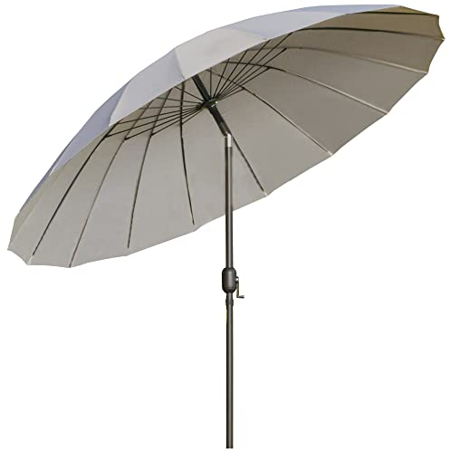 Outsunny Sonnenschirm gerade Gartenschirm neigbar rund mit 18 Stäben Kurbel Metallmast Fiberglas Ø 2,5 m Polyester High Density grau