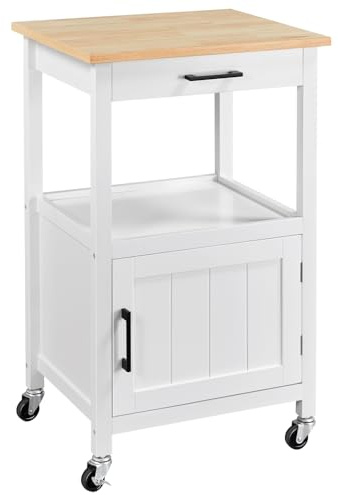 Yaheetech Desserte de Cuisine Roulante Meuble de Rangement avec Armoire en Bois Chariot de Service 55x 45x 89cm