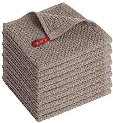 SFTXEY Geschirrtücher 100% Baumwolle (10er Set) 30 x 30 cm Weiche Handtücher Saugfähige Lappen Reinigung Küchentücher, Braun