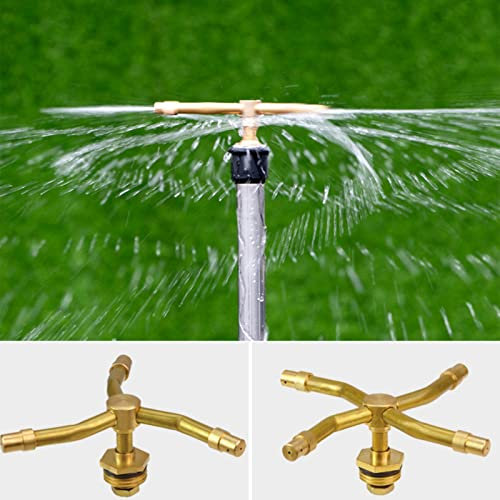 DRYEN 3 Pack 360 Degree Automatic Rotating Garden Sprinkler, 4 Arm Automatic Rotary Sprayer, Lawn Yard Sprinkler Rotation Irrigation System Sprinkler Head, Brass Sprayer