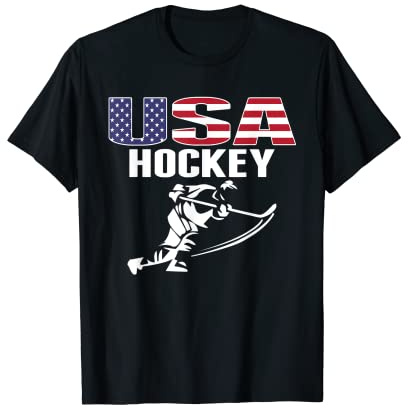 America Ice Hockey Fans Jersey USA Flag Support Hockey Team T-Shirt